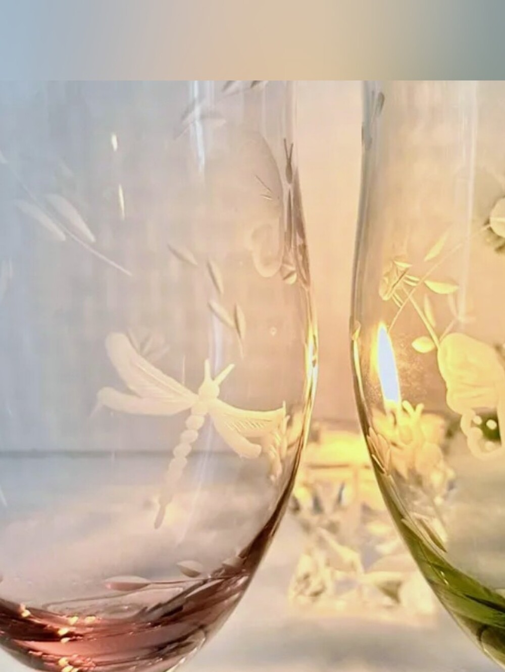 Lenox Vintage Butterfly Meadow Etched Colored Ice Tea Glasses Set Of 4, 18 Oz. - Picture 4 of 16